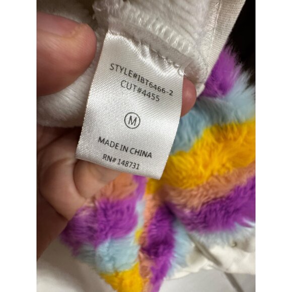 Colorful Faux Fur Sleeve Sweatshirt By Blue Blush medium Furry Unicorn Rainbow - Picture 5 of 8